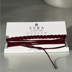 Sophisticated Burgundy Leather Choker Necklace